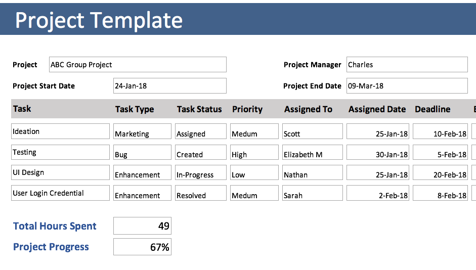 free project management templates excel 2007