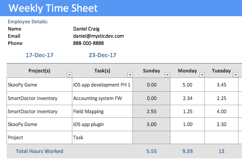 time sheet manager